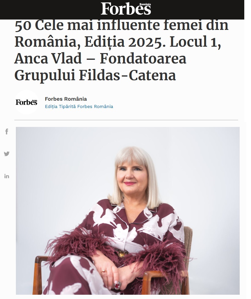 Forbes: 50 Most Influent Women in Romania, 2025th Edition. 1st place ...